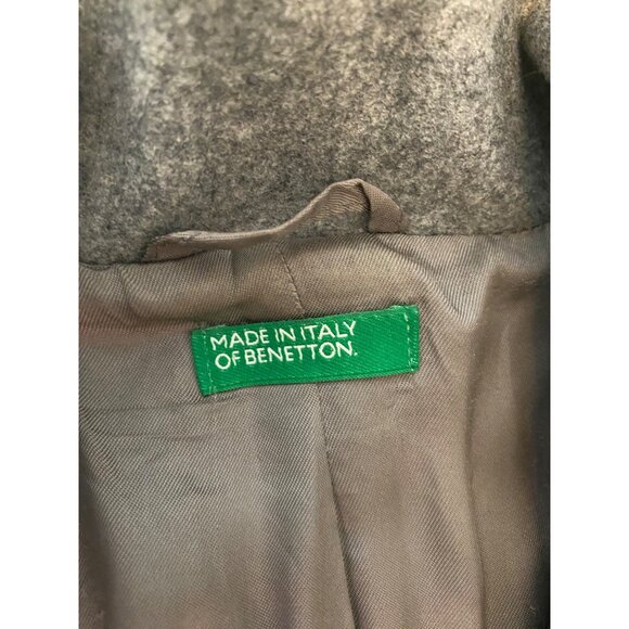 Benetton Womens Wool Blend Gray Peacoat Made In Italy Large - Picture 4 of 13